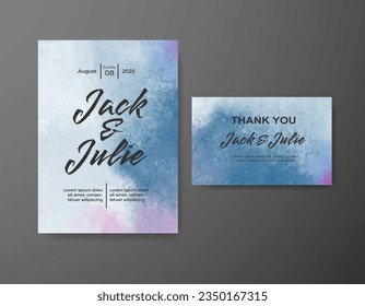 Wedding invitation with abstract watercolor background