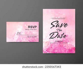Wedding invitation with abstract watercolor background