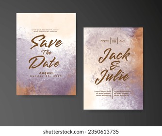 Wedding invitation with abstract watercolor background