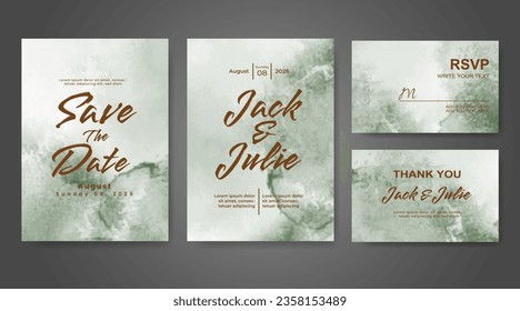 Wedding invitation with abstract watercolor background