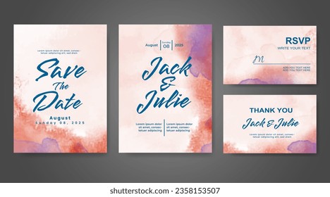 Wedding invitation with abstract watercolor background