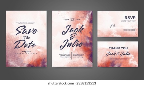 Wedding invitation with abstract watercolor background