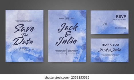 Wedding invitation with abstract watercolor background