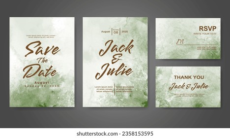 Wedding invitation with abstract watercolor background