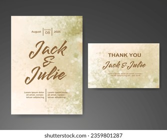 Wedding invitation with abstract watercolor background