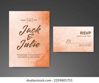 Wedding invitation with abstract watercolor background