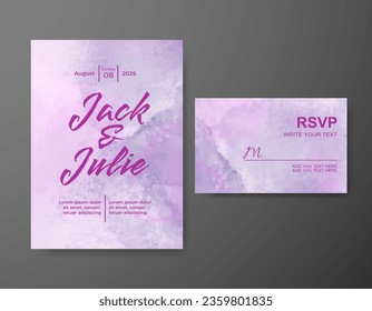Wedding invitation with abstract watercolor background