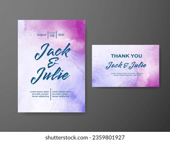 Wedding invitation with abstract watercolor background