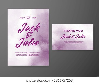 Wedding invitation with abstract watercolor background