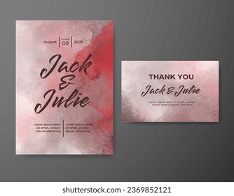 Wedding invitation with abstract watercolor background