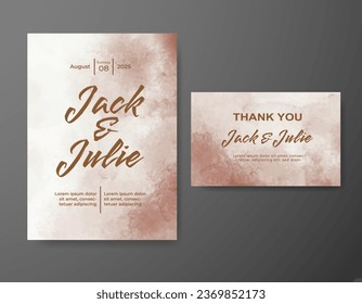 Wedding invitation with abstract watercolor background