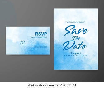 Wedding invitation with abstract watercolor background