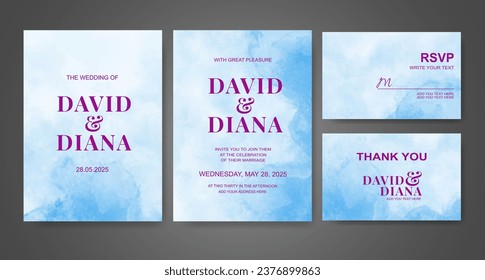 Wedding invitation with abstract watercolor background