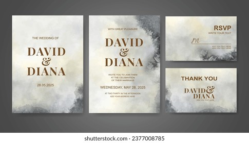 Wedding invitation with abstract watercolor background