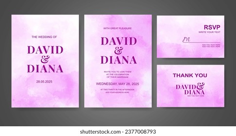 Wedding invitation with abstract watercolor background