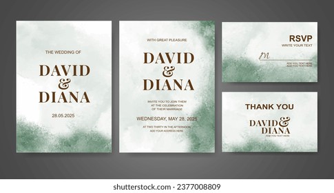 Wedding invitation with abstract watercolor background