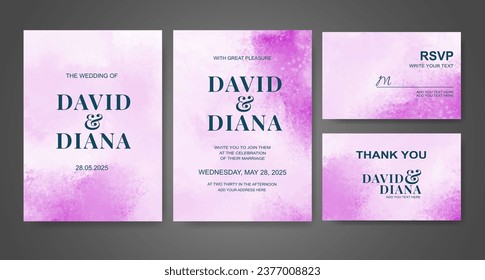 Wedding invitation with abstract watercolor background