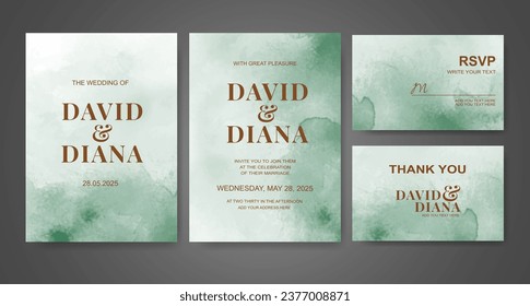 Wedding invitation with abstract watercolor background