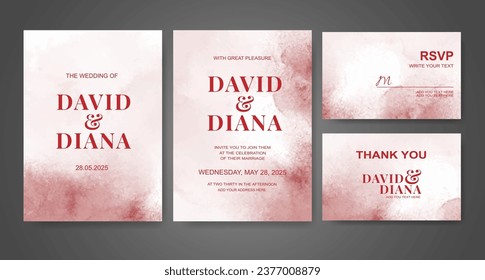Wedding invitation with abstract watercolor background