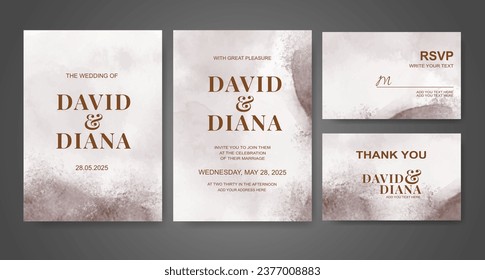 Wedding invitation with abstract watercolor background