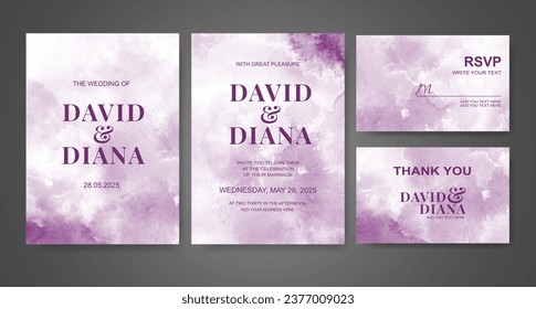 Wedding invitation with abstract watercolor background