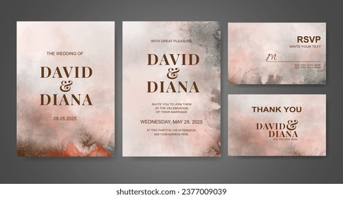 Wedding invitation with abstract watercolor background