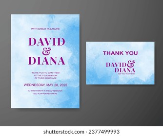 Wedding invitation with abstract watercolor background