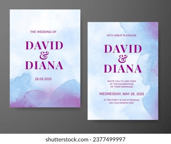 Wedding invitation with abstract watercolor background