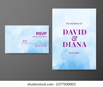 Wedding invitation with abstract watercolor background