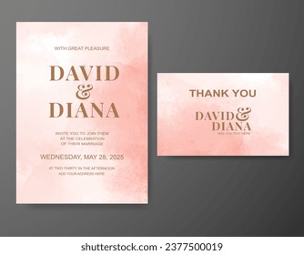 Wedding invitation with abstract watercolor background
