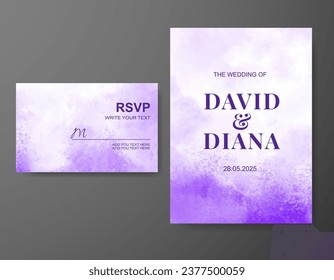Wedding invitation with abstract watercolor background