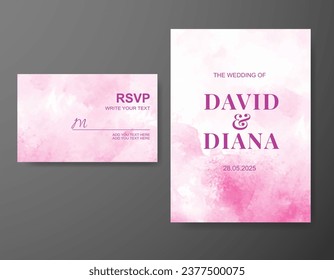 Wedding invitation with abstract watercolor background