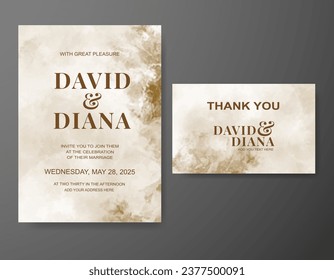 Wedding invitation with abstract watercolor background