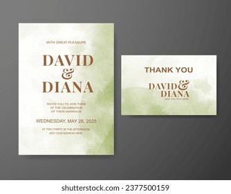 Wedding invitation with abstract watercolor background
