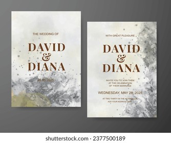 Wedding invitation with abstract watercolor background