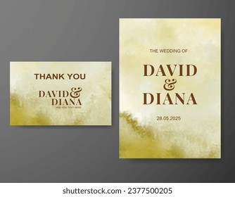 Wedding invitation with abstract watercolor background