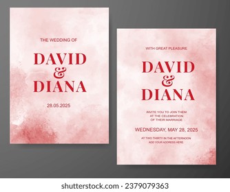 Wedding invitation with abstract watercolor background