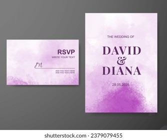 Wedding invitation with abstract watercolor background