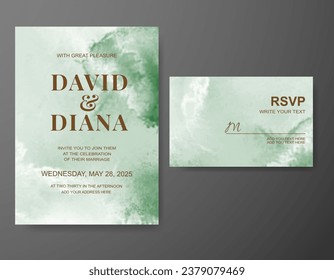 Wedding invitation with abstract watercolor background