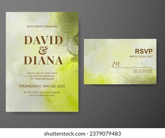 Wedding invitation with abstract watercolor background