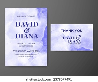 Wedding invitation with abstract watercolor background