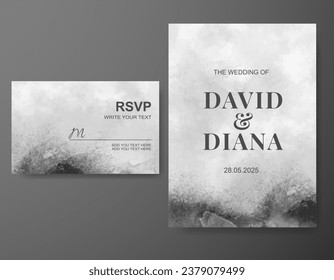 Wedding invitation with abstract watercolor background