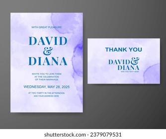 Wedding invitation with abstract watercolor background