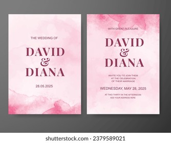 Wedding invitation with abstract watercolor background