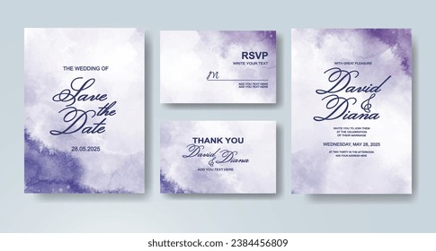 Wedding invitation with abstract watercolor background