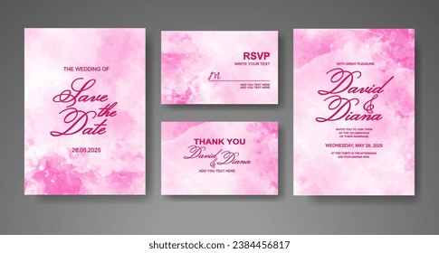 Wedding invitation with abstract watercolor background