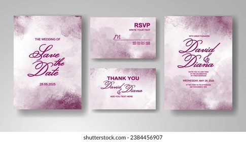 Wedding invitation with abstract watercolor background