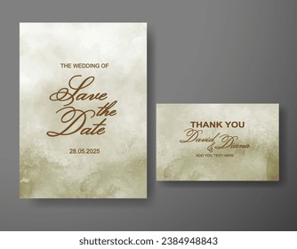 Wedding invitation with abstract watercolor background