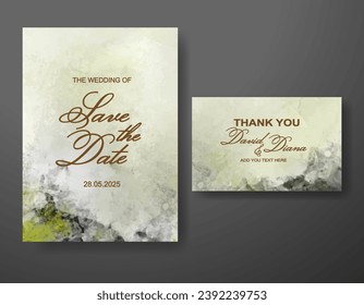 Wedding invitation with abstract watercolor background