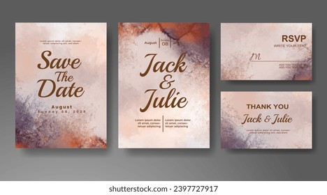Wedding invitation with abstract watercolor background